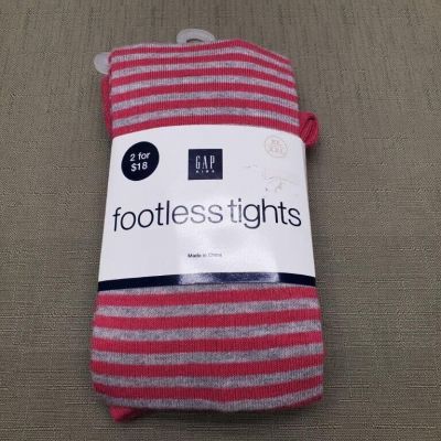 Gap Girls Footless Tights XL XXL Red Gray Stripe 72-100 Lbs