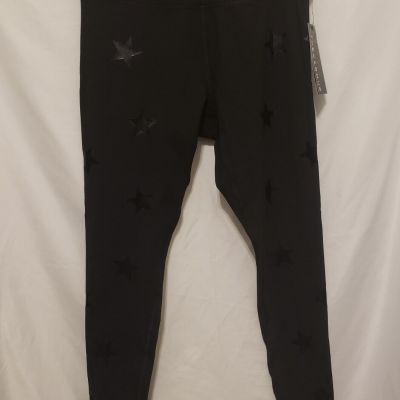 Jessica Simpson THE WARM UP Leggings Large Black Star Accent Mid Rise