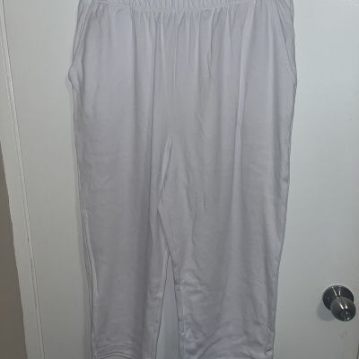 Womens Woman Within White Capri Cotton Leggings Size 18/20 Large