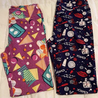 Women’s One Size Lularoe Leggings Lot Of 2 Multi Color NWOT