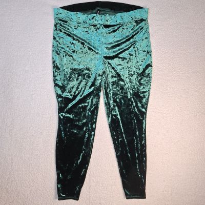 Torrid Women's Green Crushed Velvet Stretch Skinny Full Length Leggings Size 4X