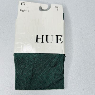 NWT Hue Textured Diamond Tights w/ Control Top 1 Pair Size 1 Evergreen