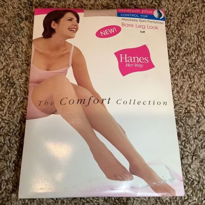 Hanes Her Way control top pantyhose, color buff, Plus Size: Medium Plus