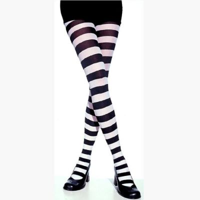 Tights with  Stripes - Leg Ave #7110  Wide Striped Tights Black/White
