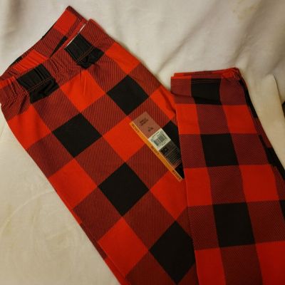 NOBO Juniors Size L (11-13) Red Black Buffalo Plaid Leggings Christmas NWT