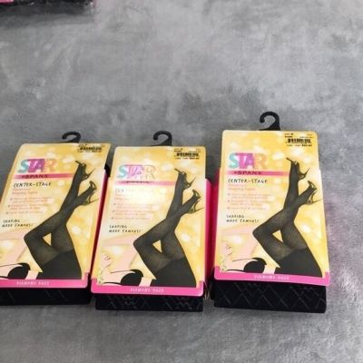 3 Pairs Star Power By Spanx Shaping Tights Diamond Daze Black New