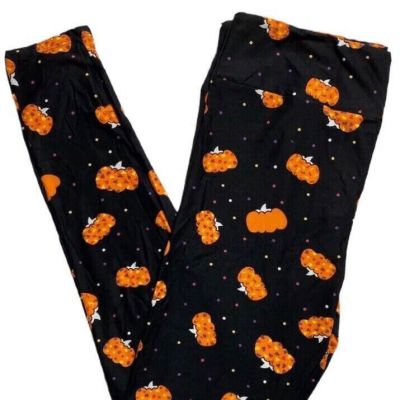 LuLaRoe Womens Leggings OS One Size Black Pumpkins Confetti Halloween NWT