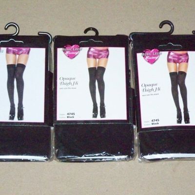 MUSIC LEGS Black Nylon Opaque Thigh Hi Sexy party dance wear office work Bundle