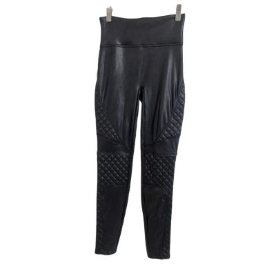 Spanx Quilted Faux Leather Legging In Very Black XS $110