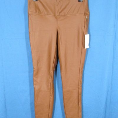 NWT A NEW DAY Women's BROWN Lined FAUX LEATHER Mid-Rise PULL-ON Leggings Sz S