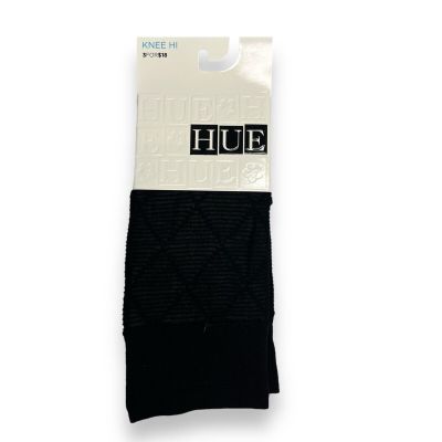 HUE Black Striped Diamond Womens One Size Fits Most | 1 Pair NEW Knee Hi Socks