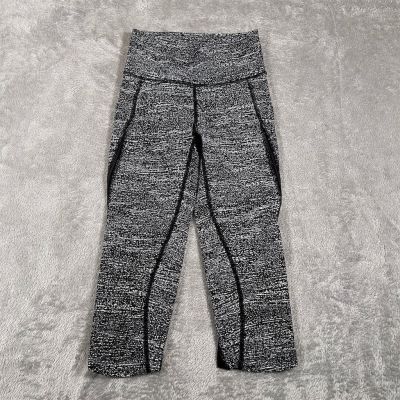 Lululemon Women's Pace Perfect Crop Leggings 2 White Black High Waist Luxtreme