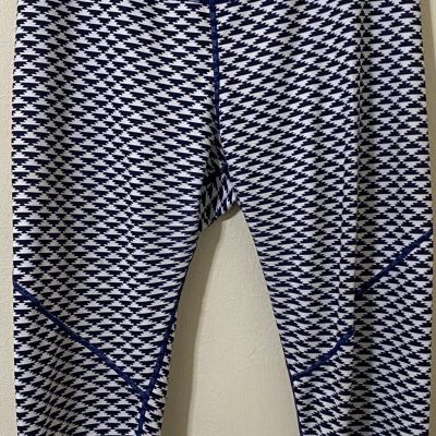 Corbeaux Large Women's 3/4 Length Legging Blue Black White Geometric 32