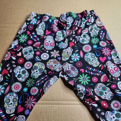 Halloween Sugar Skull Leggings Womens Large Bobbie Brooks