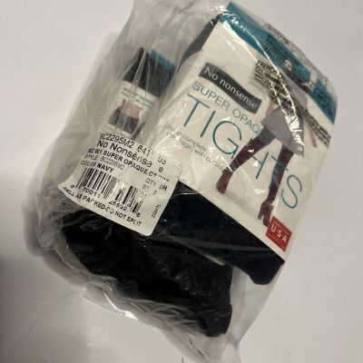 No Nonsense Super Opaque Tights (2 Pair) Size 3 Navy