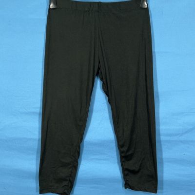 BOBBIE BROOKS Black SOFT Lightweight STRETCH KNIT Cropped PULL-ON Leggings Sz L