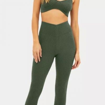 NEW Beach Riot Size XS Tory Sweater Knit Pants Olive Green High Rise Flare