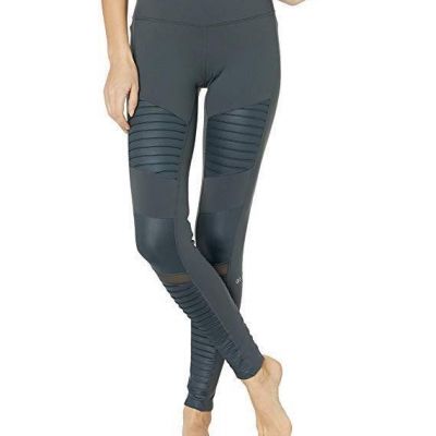 ALO Moto Leggings Yoga Pants Quilt Stitch Exercise Workout Fashion Black XS