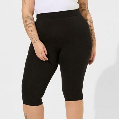 Torrid Leggings 1X Black Pedal Pusher Signature Waist Pocket Crop Plus Pants New