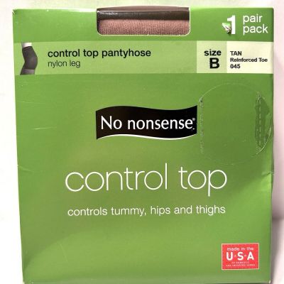 Pantyhose 1 Pair NO NONSENSE Control Top  Size B Tan NEW-SEALED BOX