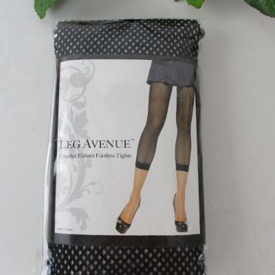 Leg Avenue VTG Black Nylon Spandex Fishnet Footless Tights -One Size-