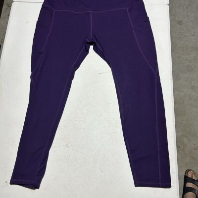 ODODOS Out Pocket High Waist,Tummy Control, Workout Yoga PANTS Leggin PURPLE 2XL