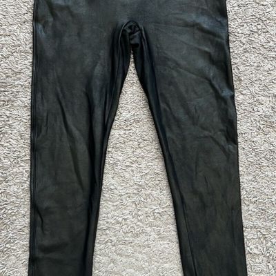 Spanx Black Faux Leather Leggings High Rise Women's Size Large 2437