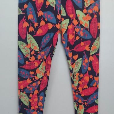LulaRoe One Size OS Leggings- Bright with Multicolored Leaf pattern