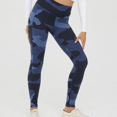 OFFLINE By AERIE The Hugger High Waisted Pocket Blue Camo Leggings LARGE NWT