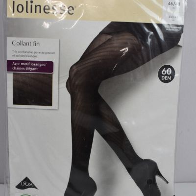 New Jolinesse 44/46 Eur Black 60 Den Tights Panty Lycra Lozenge/Chain Motif