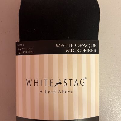 NEW Women’s White Stag Size 2 (M) Black Matte Opaque Microfiber Tights