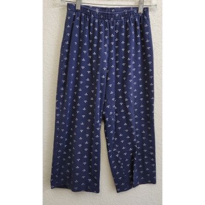 Cathy Daniels Blue Anchor Print Cropped Leggings Small Lightweight Pull On Soft