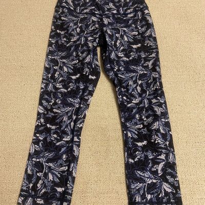 Lululemon Wunder Under Crop Pants Leggings Women’s 4 Abstract Blue Black White