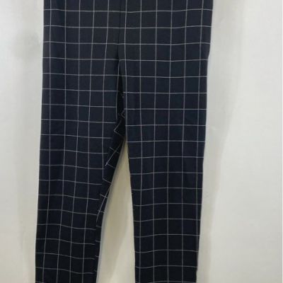 NWT Hue Womens Black Check Office Style Stain Resistant Ankle Leggings Size M