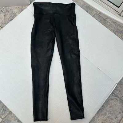 SPANX Faux Leather Black Legging Nylon Size Large Style #2437Q
