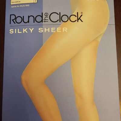 Rock the Clock Control Top Sandaltoe Pantyhose Style 148 Satin Taupe Size C