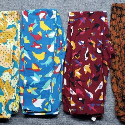 LuLaRoe Womens Multicolor One Size Floral & Birds Leggings Lot of 4 New