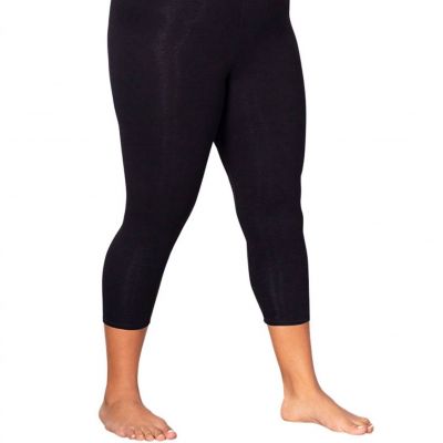 On The Plus Side plus size cotton jersey capri leggings in Black