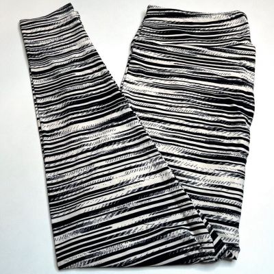 NEW LuLaRoe TC Leggings BLACK WHITE Line Stripe NEUTRAL Geometric Tire Mark Band