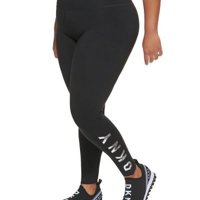 Dkny Women's Sport High-Waisted Full-Length Logo Leggings Black Size 3X