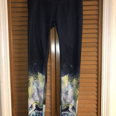 Athleta Mercury Sonar Tight Galaxy Print Blue Green Leggings Size X-Small