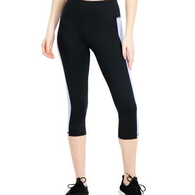 allbrand365 designer Womens Activewear Colorblocked Cropped Leggings,S,Noir Peri