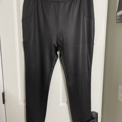 Metaphor Women's Faux Leather Black Onyx Legging Size XL