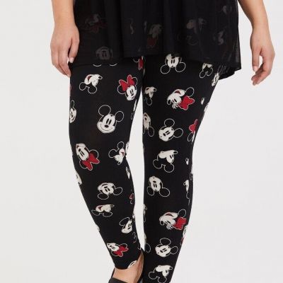 Torrid Disney Black Mickey and Minnie Mouse Full Length Leggings Size 1