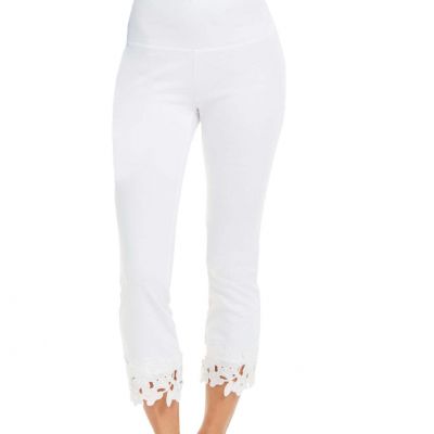 allbrand365 designer Womens Crochet Hem Shaping Leggings,Bright White,XX-Large