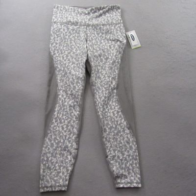 Old Navy Womens 7/8 Ankle High Rise Leggings M Gray Go Dry Animal Print NWT