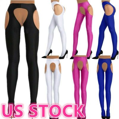 US Women's Crotchless Pantyhose Hollow Out Long Pants Stockings Tights Trousers