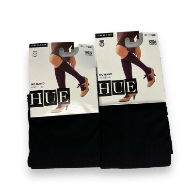 Hue No Band Knee Hi Black Womens Size 1 | Comfort Top | 2 Pair NWT