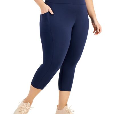 MSRP $35 Id Ideology Plus Size Cropped Leggings Navy Size 2X