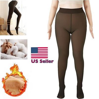 Fleece Lined Tights Women Plus Size Translucent Fleece Pantyhose Winter Warm USA